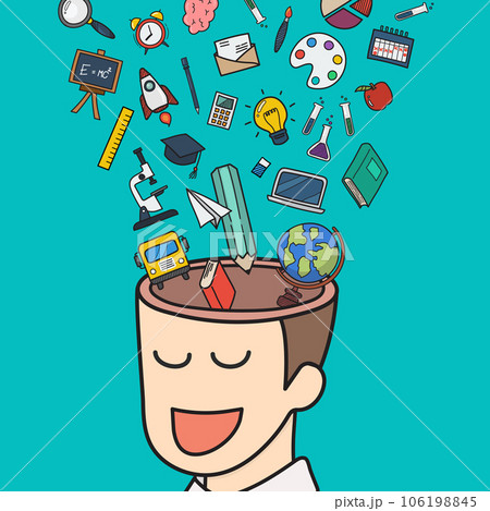 Human head with education doodle icons Human head with education doodle icons 106198845