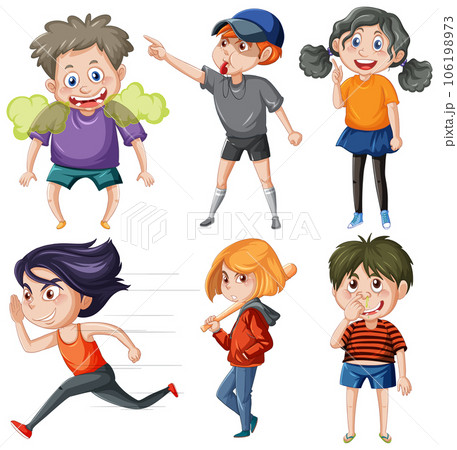Set of cute cartoon character 106198973