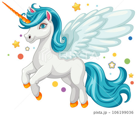 Adorable Blue Unicorn with Stars 106199036