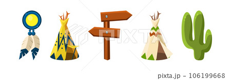 Wild West Object and Different Elements Vector Set 106199668
