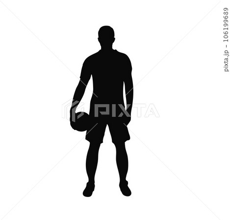 Soccer player silhouette, footballer, man with ball 106199689