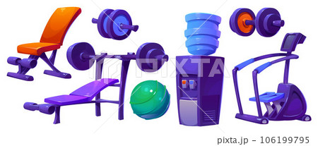 Cartoon set of sport gym equipment Cartoon set of sport gym equipment 106199795