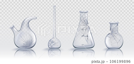 Broken glass laboratory chemical measuring flasks 106199896
