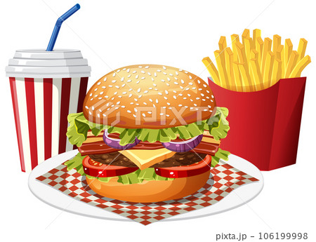 Isolated delicious hamburger cartoon 106199998