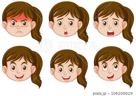 Puberty girl different facial expression collection 106200029