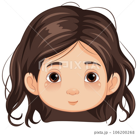 Cute Girl with Brunette Hair Cartoon 106200268