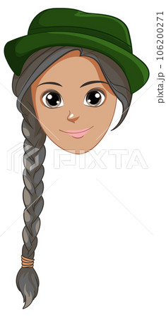 Woman with Braid Hairstyle Wearing Hat 106200271