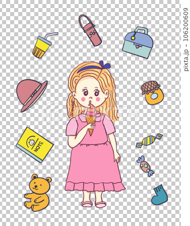 女の子　アイスクリーム　金髪　ピンク　お出かけ　ファンシーグッズ 106200609