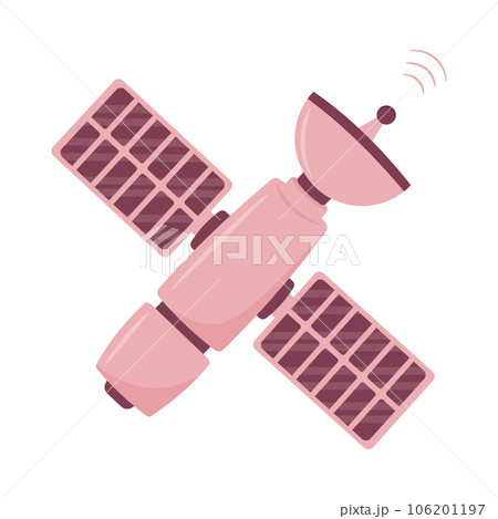 Vector illustration of a space station in a cartoon style. Isolated on a white background 106201197
