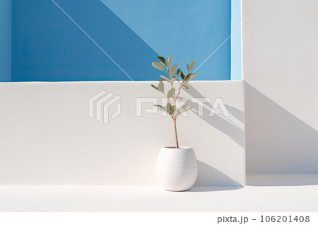 Minimalist plant background Bright green branch is lying on a white background Flat lay Modern minimalistic mockup with empty space Minimalist plant background Bright green branch is lying on a white background Flat lay Modern minimalistic mockup with empty space 106201408