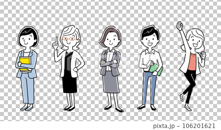 ベクターイラスト素材：スーツを着た仕事中の女性たち 106201621