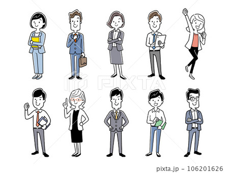 ベクターイラスト素材:ビジネスパーソン、男女、セット ベクターイラスト素材:ビジネスパーソン、男女、セット 106201626