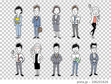 Vector illustration material: business person, man and woman, set 106201626