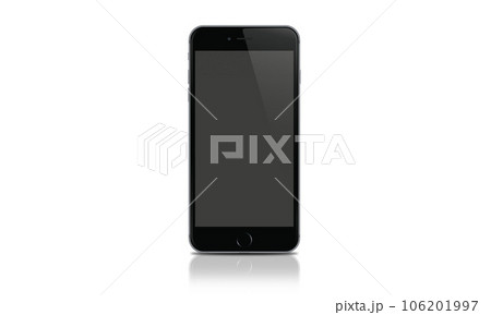 Vertical black smartphone with a blank screen on white Vertical black smartphone with a blank screen on white 106201997