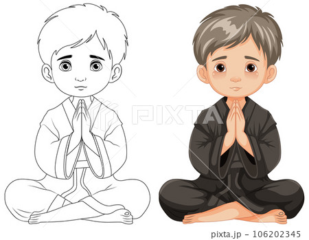 Boy Praying and Meditating Boy Praying and Meditating 106202345