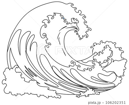 Traditional Japanese Wave: Vector Cartoon Illustration Style 106202351