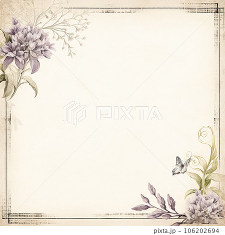 Square blank vintage floral paper background for printable digital paper, art stationery and greeting card illustration Square blank vintage floral paper background for printable digital paper, art stationery and greeting card illustration 106202694