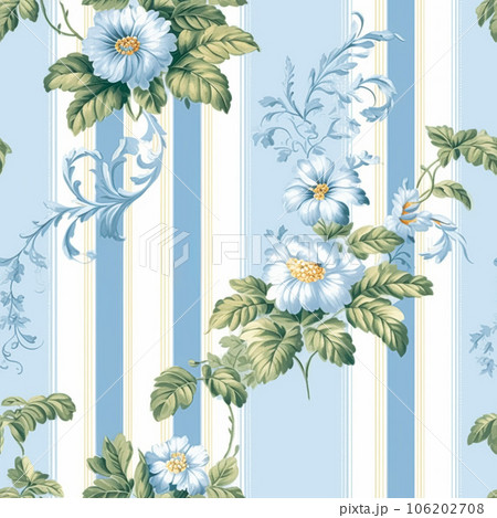 Seamless Floral Pattern, Tileable Blue and White Country Style