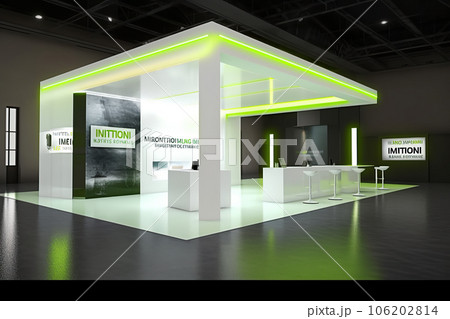 Commercial stand in an exhibition hall or a large professional salon ready to receive brands and advertisements Commercial stand in an exhibition hall or a large professional salon ready to receive brands and advertisements 106202814