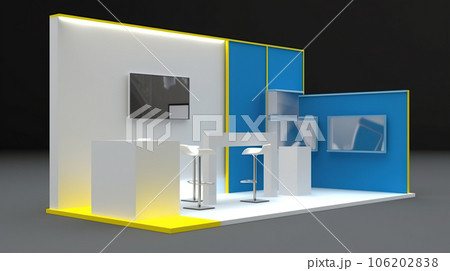Commercial stand in an exhibition hall or a large professional salon ready to receive brands and advertisements 106202838