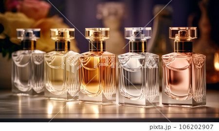 Luxury perfume bottles at a fragrance scent presentation at the