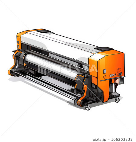 Large format printing machine on white background. Industry 106203235