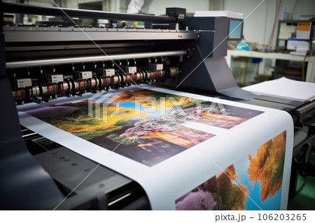 Large format printing machine in operation. Industry Large format printing machine in operation. Industry 106203265
