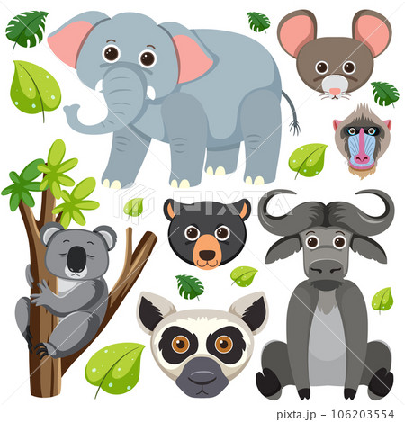 Set of mix animal character 106203554