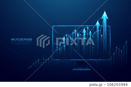 Growing graph chart on a computer monitor screen. Finance growth Growing graph chart on a computer monitor screen. Finance growth 106203994