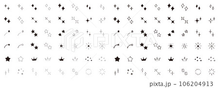 イラスト素材:かわいい手書きのキラキラ・星のイラストセット ベクター Cute shining イラスト素材:かわいい手書きのキラキラ・星のイラストセット ベクター Cute shining 106204913