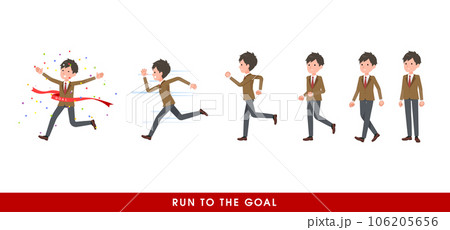 走り出すブレザー男子学生のセット 106205656