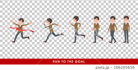 走り出すブレザー男子学生のセット 106205656