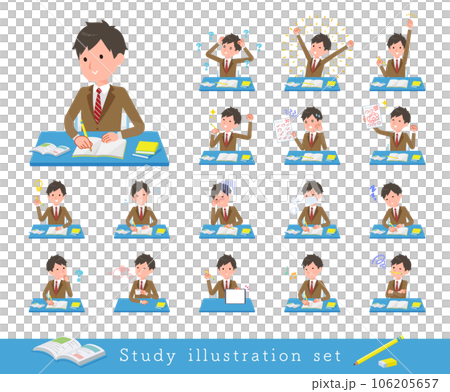一組正在學習的西裝外套男學生 106205657