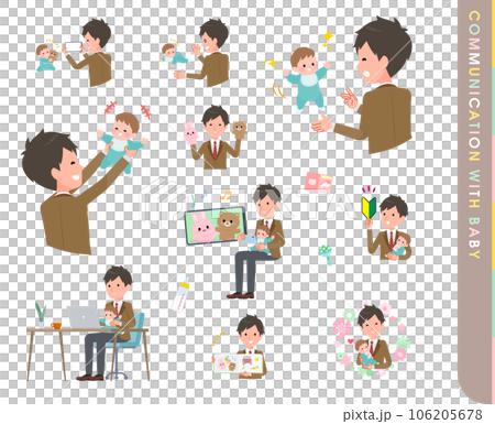 Set of blazer male student communicating with baby 106205678