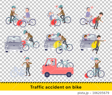 A set of blazer male students who have a bicycle accident A set of blazer male students who have a bicycle accident 106205679