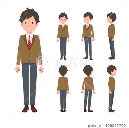 立っているブレザー男子学生のセット 106205700