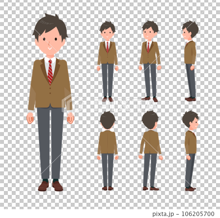 立っているブレザー男子学生のセット 106205700