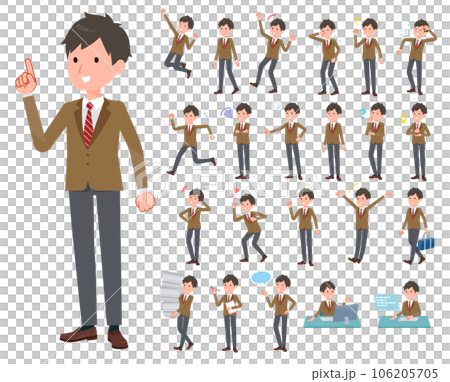 様々な感情表現をするブレザー男子学生のセット 様々な感情表現をするブレザー男子学生のセット 106205705