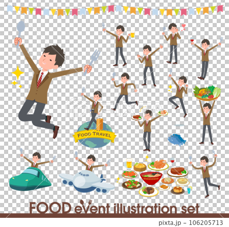 參加美食活動的一組西裝外套男學生 參加美食活動的一組西裝外套男學生 106205713