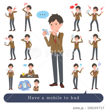スマホを使って不幸せなブレザー男子学生のセット スマホを使って不幸せなブレザー男子学生のセット 106205717