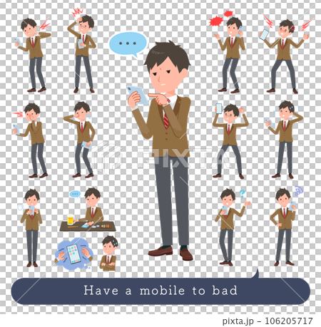 スマホを使って不幸せなブレザー男子学生のセット スマホを使って不幸せなブレザー男子学生のセット 106205717