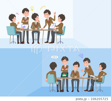 脳内会議をするブレザー男子学生のセット 脳内会議をするブレザー男子学生のセット 106205725