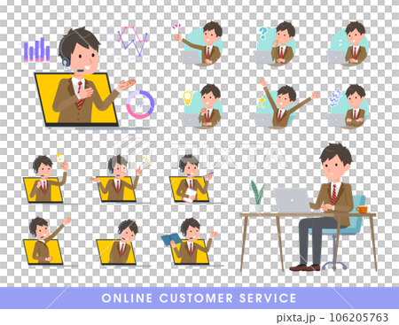 Set of blazer male students serving customers online Set of blazer male students serving customers online 106205763