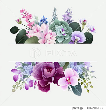 botanical design with flowers and leaves 106206127