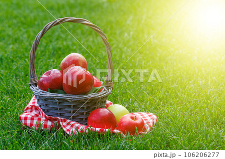 Basket with fresh red apples Basket with fresh red apples 106206277