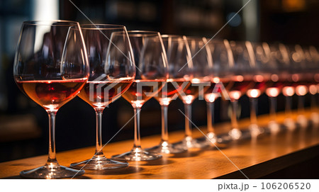 Row of glasses with wine 106206520