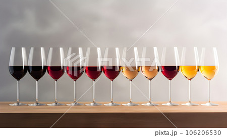 Row of glasses with wine Row of glasses with wine 106206530