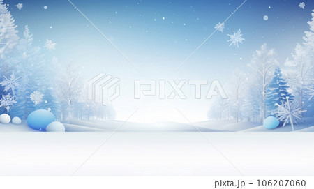冬の幻想的な白い森の雪景色　AI画像 106207060
