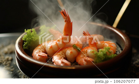 美味しそうなおしゃれな蒸し海老 106207077