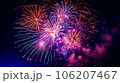 神宮外苑花火大会のオレンジ一色で美しく放物線を描く花火 106207467